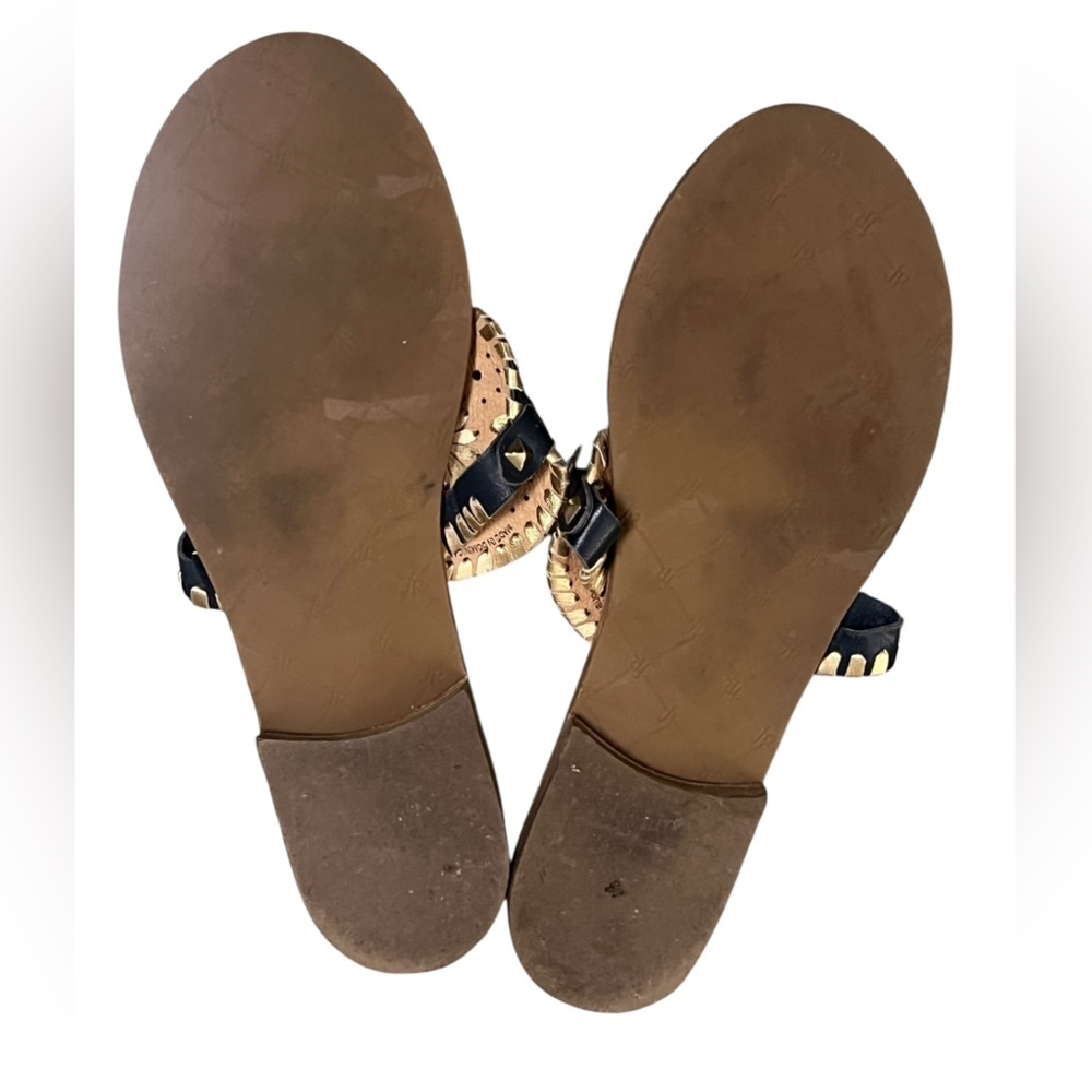 Jack Roger’s Gerorgica navy and gold leather medallion sandals preppy classic - Picture 9 of 10